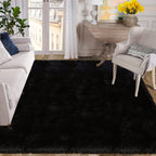 ORINOVA Washable Rug 6x9 Area Rugs for Living Room Black Fuzzy Faux Sheepskin Shag Fur Rug for Bedroom Nursery Rectangle Rug Hom