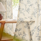Lazzzy Blue Floral Curtains 84 Inch Length Linen Farmhouse Curtain Back Tab Drapes For Living Room Bedroom Light Filtering Vinta