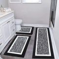 Pauwer Bathroom Rugs Sets 3 Piece Bathroom Shower Rugs with U-Shaped Contour Toilet Mat Absorbent Microfiber Plush Bath Mats Non