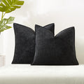 Juspurbet Black Chenille Throw Pillow Covers 24X24 Inch Set Of 2 Decorative Soft Textured Cushion Cases For Living Room Sofa Cou