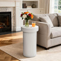 Ultym Side Table, 24 Pedestal End Table, 3-in-1 Durable Lightweight Round Coffee Table, Decorative Patio Accent Table Fluted Gar