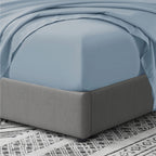 Cathay Home King Fitted Sheet - Double Brushed Ultra Soft – Wrinkle & Fade Resistant - 14' Standard Pocket Fitted Sheet Only - Good Fit For 12'-16' Deep Mattress (King, Blue Fog)
