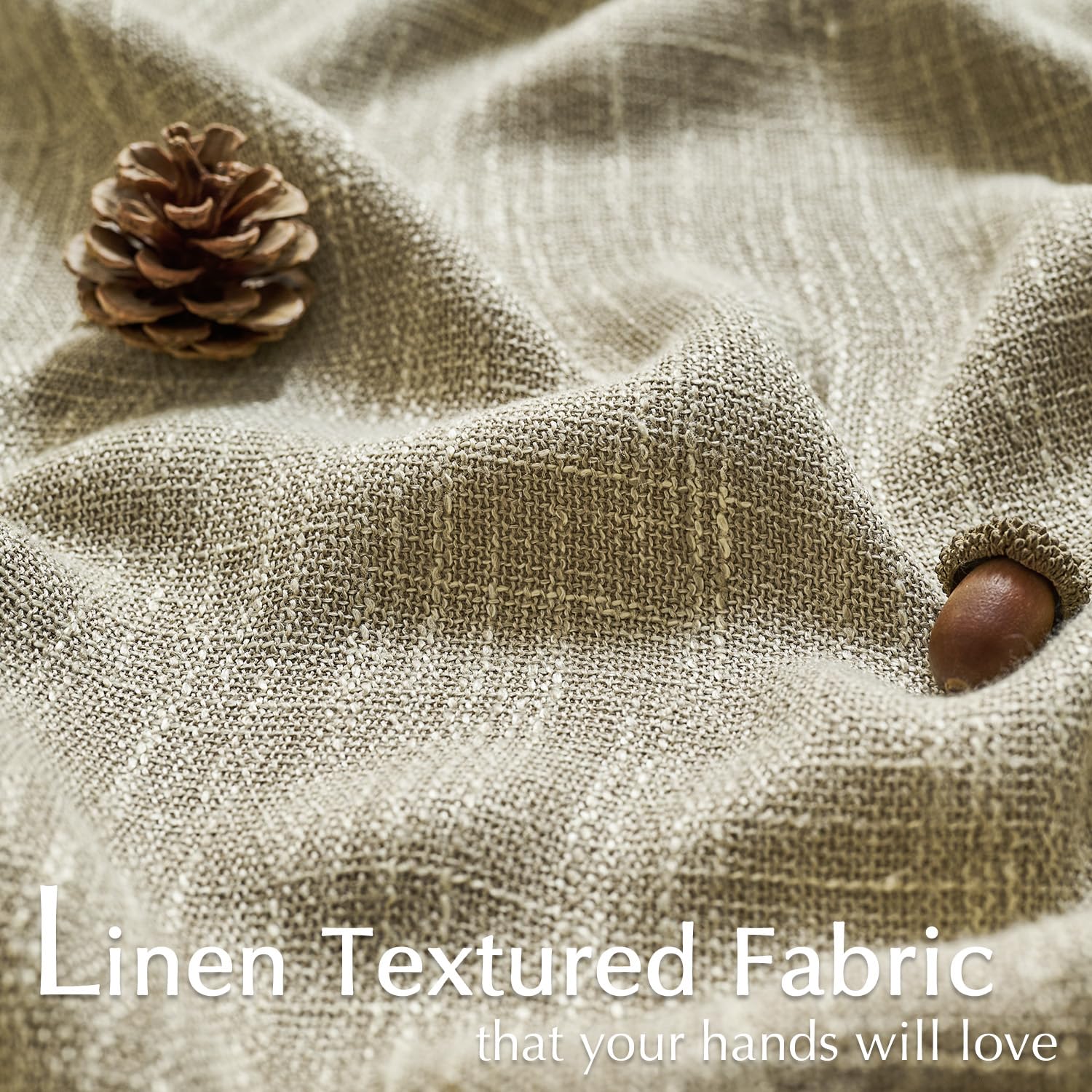 Jinchan Burlap Look Curtains 90 Inches Long Linen Textured Curtains For Living Room Light Filtering Farmhouse Curtains Rod Pocke