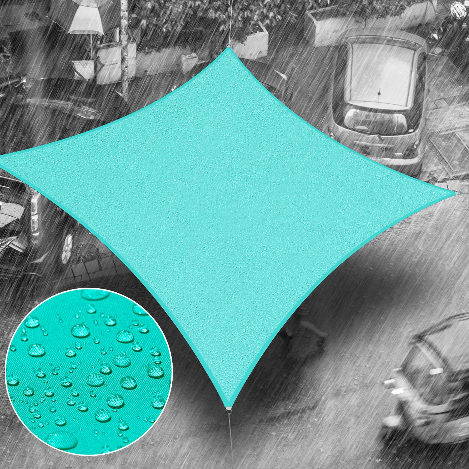 Royal Shade 12' X 15' Turquoise Rectangle Waterproof Sun Shade Sail Rs-Slr Canopy Awning Shelter, Upf50+ 98% Uv Blockage Uv & Water Resistant, Outdoor Patio Garden Carport (We Make Custom Size)
