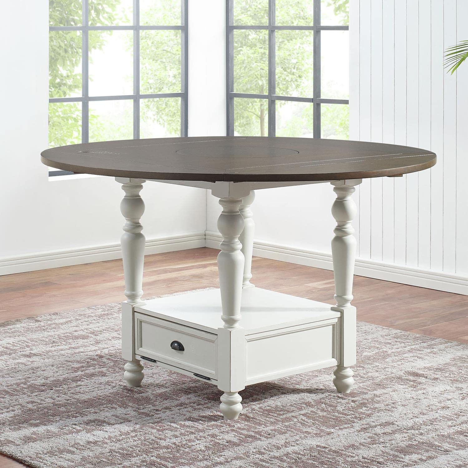 Steve Silver Joanna Ivory and Dark Oak Round Counter Height Table JA5959CTTB
