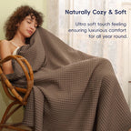 Phf Ultra Soft Waffle Weave Blanket Twin Size 66'X 90'- Washed Lightweight Breathable Cozy Woven Blanket For Bed - Aesthetic Decor For Couch Bedding Sofa Home Car - Cocoa Brown