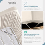 Gokotta Fitted Sheet Only - 15 Inch Pocket, 100% Rayon Made From Bamboo, Super Soft And Cooling Bottom Sheet With Elastic Corner