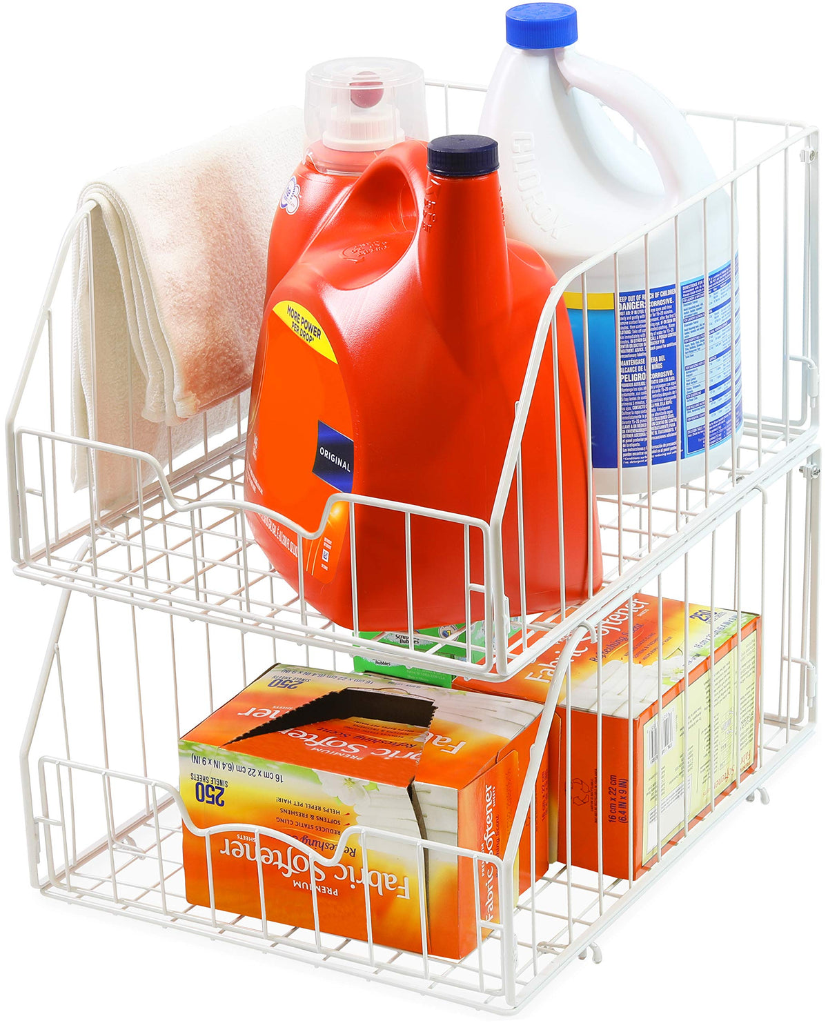 Simple Houseware 2 Pack Grid Wire Stackable Entry Basket Bin, 13, White