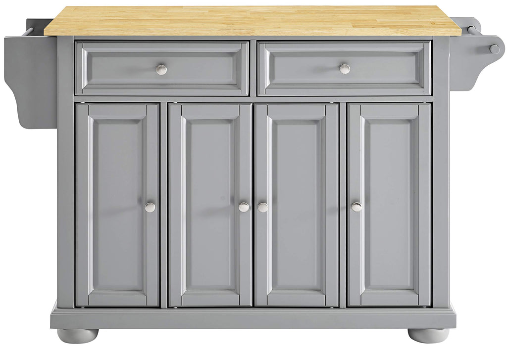 Crosley Furniture Alexandria Wood Top Rolling Kitchen Island Storage Cart, Microwave Stand, Spice Rack, Gray