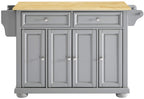 Crosley Furniture Alexandria Wood Top Rolling Kitchen Island Storage Cart, Microwave Stand, Spice Rack, Gray