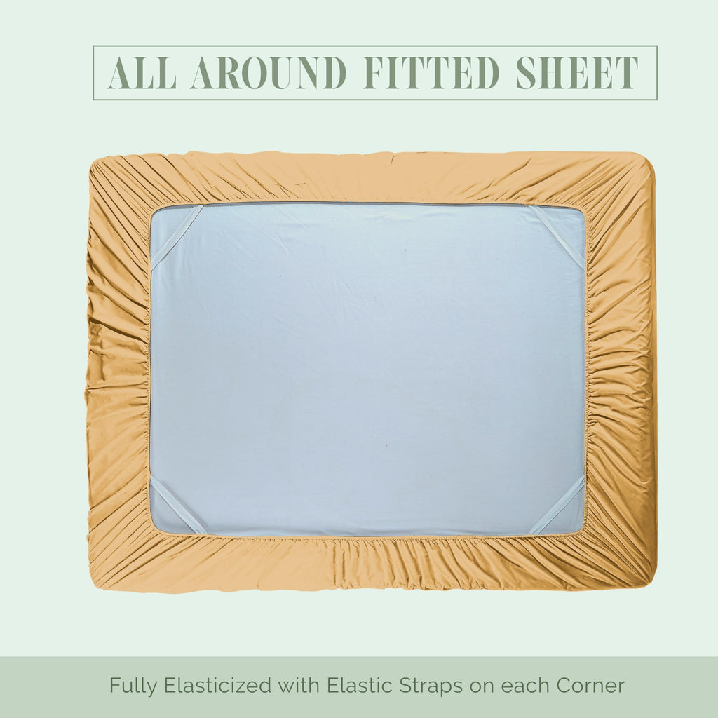 Elegant Comfort 1500 Premium Hotel Quality 18-24 Inches Deep - Extra Deep Pocket Single Fitted Sheet For High Mattress, Luxury And Softest, Smart Pocket - Wrinkle Free, Queen, Gold