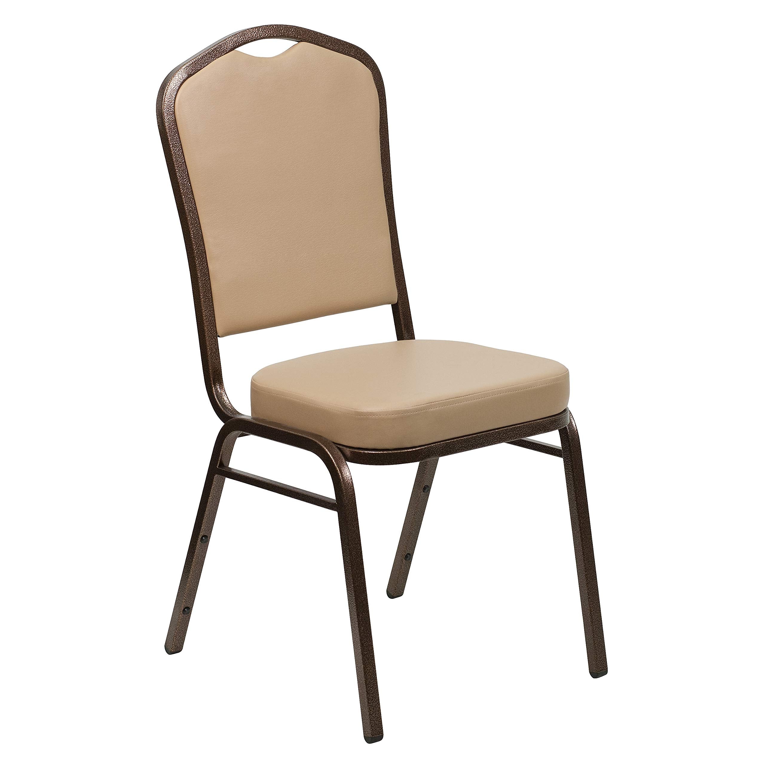 4 Pk. Stacking Chair with Tan Vinyl and 2.5 Thick Seat - Copper Vein Frame