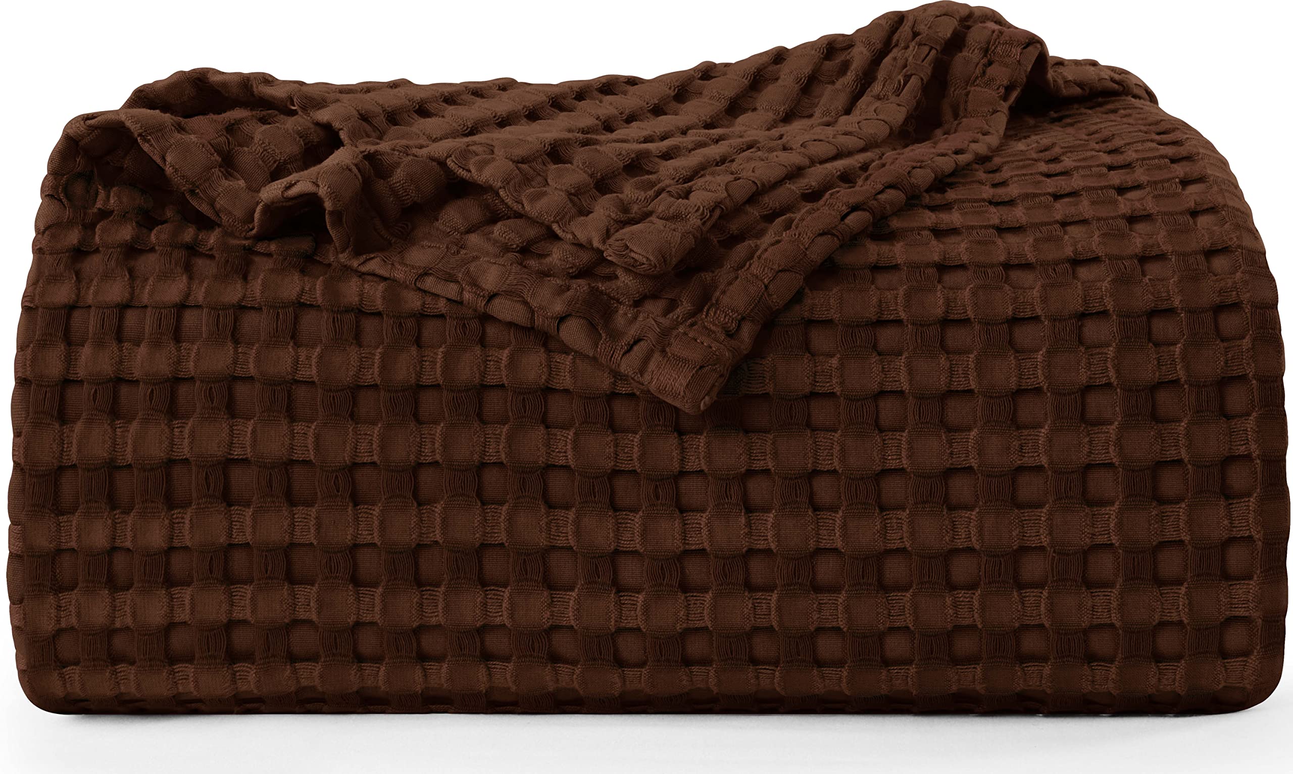 Utopia Bedding Cotton Waffle Blanket 300 Gsm (Brown - 90X108 Inches) Soft Lightweight Breathable Bed Blanket King Size Layering