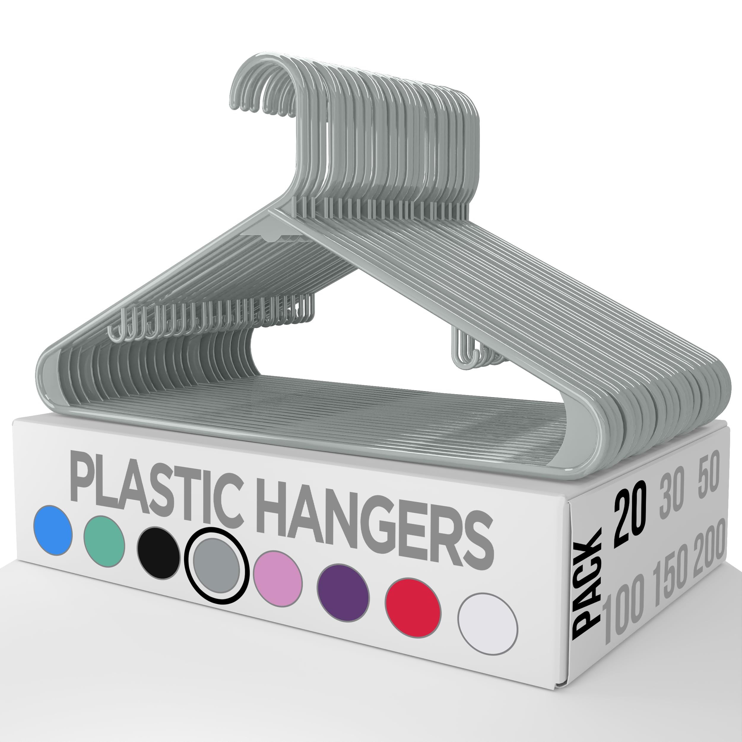 Utopia Home Plastic Hangers 20 Pack - Clothes Hanger with Hooks - Skirt Hangers - Durable & Space Saving Coat Hanger - Heavy Dut