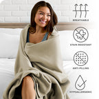 Bare Home Polar Fleece Blanket - Full/Queen Blanket - Oyster - Warm & Cozy - Premium Fleece Blanket - Blanket For Bed, Sofa, Cam