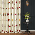Story@Home Door Rod Pocket LightFiltering Curtains 7 Feet Long 1 Piece | Birds Printed | (116 X 215 Cm, White & Red)