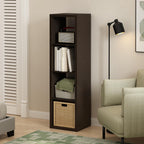 Furinno Cubicle Open Back Decorative Verticle Cube Storage Organizer, 4-Cube, Dark Oak