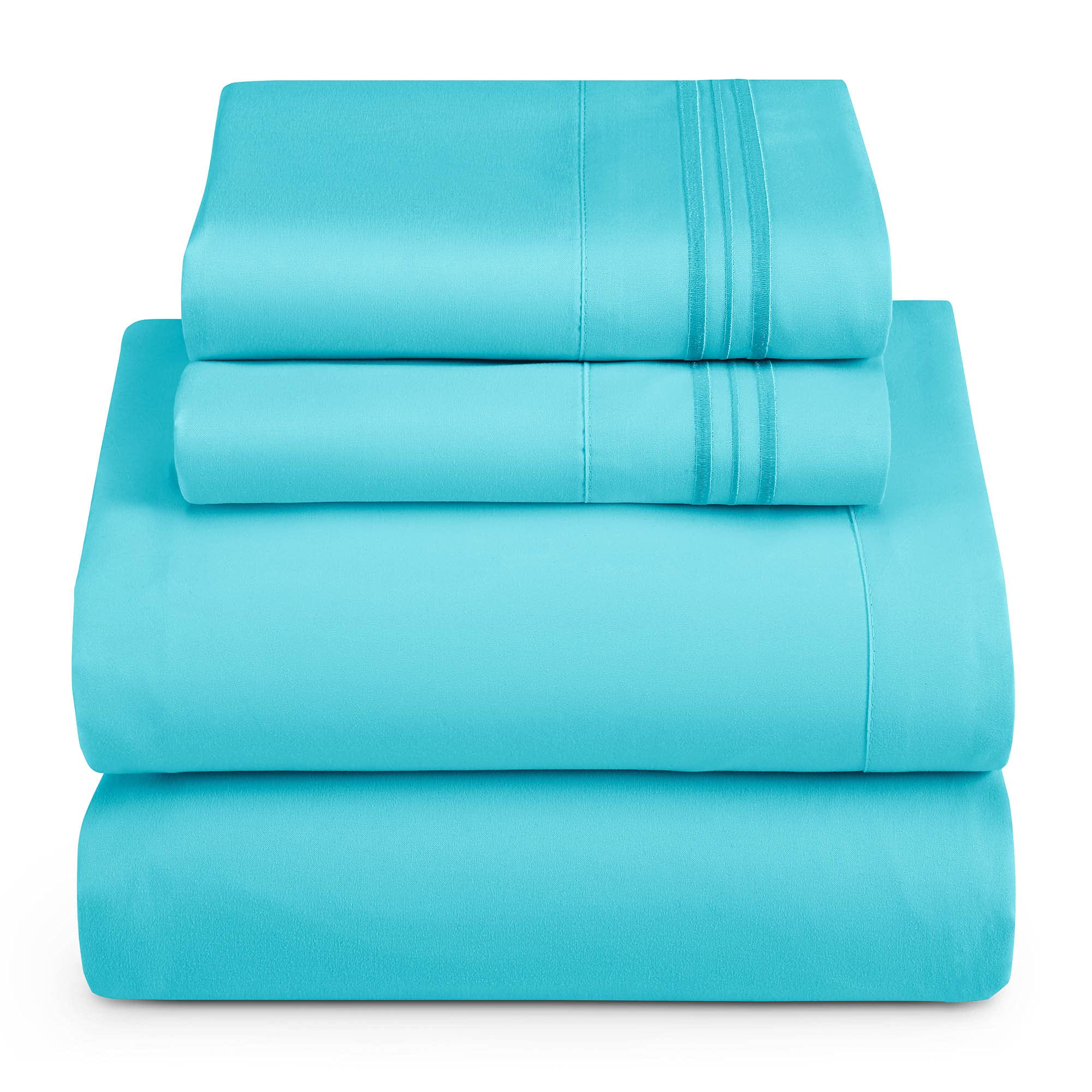 Hearth & Harbor Split King Size Sheets - 5 Piece Bed Sheet Set, Hotel Luxury Double Brushed Bed Sheets - Extra Soft Bedding Sheets & Pillowcases, Split King, Beach Blue