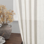 Kitchen Curtains 36 Inch Length 2 Panels Set Linen Blend Back Tab Privacy Light Filtering Cafe Curtains Modern Neutral Short Tie