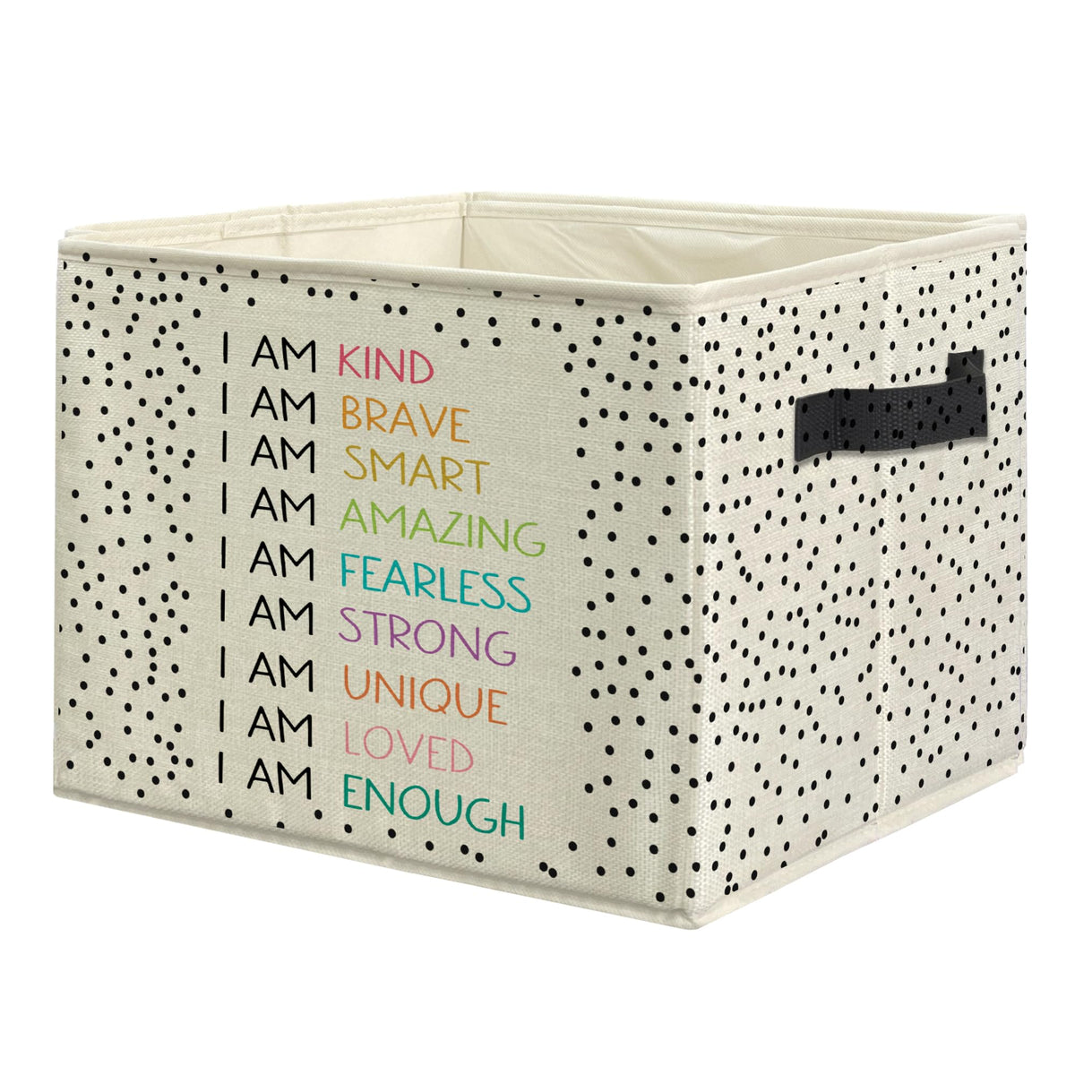 uinwk Boho Colorful Inspirational Storage Bins, Positive Affirmation Gifts for Collapsible Storage Box Laundry Basket with Handl