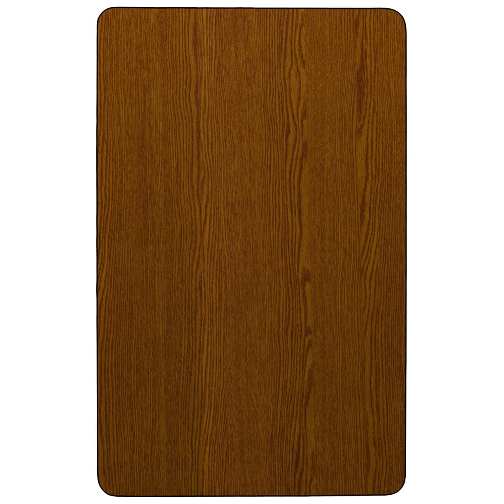 Flash Furniture Wren 30''W x 48''L Rectangular Oak HP Laminate Activity Table - Height Adjustable Short Legs