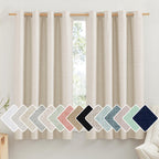 Nicetown 100% Absolutely Blackout Linen Curtains With Thermal Insulated White Liner, Beige, 52' Wide By 48' Long, 2 Pieces, Anti-Rust Grommet Natural Burlap Fabric Window Drapes For Bedroom/Kids Room