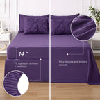 Bedsure California King Comforter Set - Cal King Bed Set 7 Pieces, Pinch Pleat Purple Cali King Bedding Set With Comforter, Shee