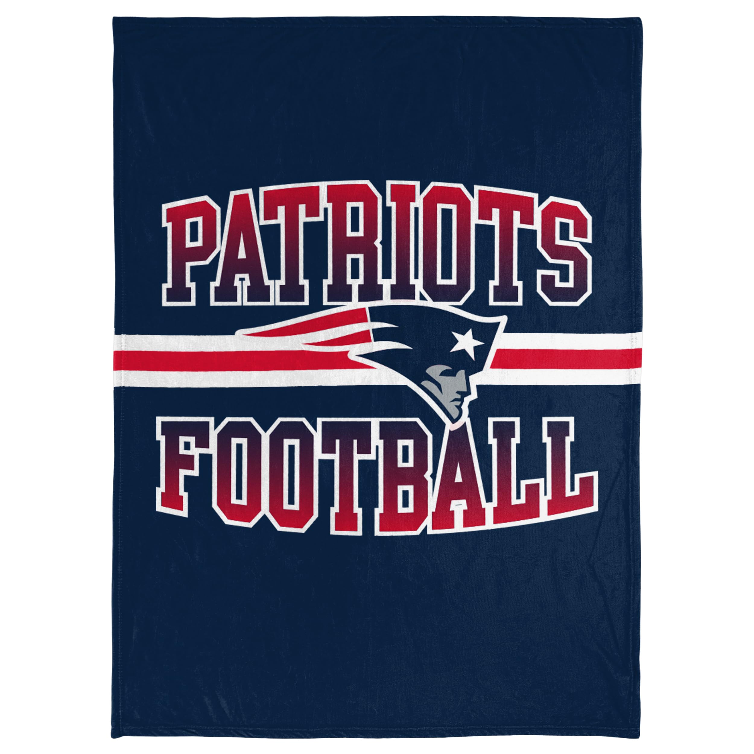 Foco Nfl Micro Raschel Plush Throw Blanket, Stripe Logo 45 X 60, New England Patriots