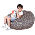 Lukeight Stuffed Animal Storage Bean Bag Chair Cover For Kids, Stuffed Animal Bean Bag Storage, Zipper Beanbag Chair Cover For Organizing Toddler And Kids' Rooms Plush Toys (Leopard Velvet, Large)