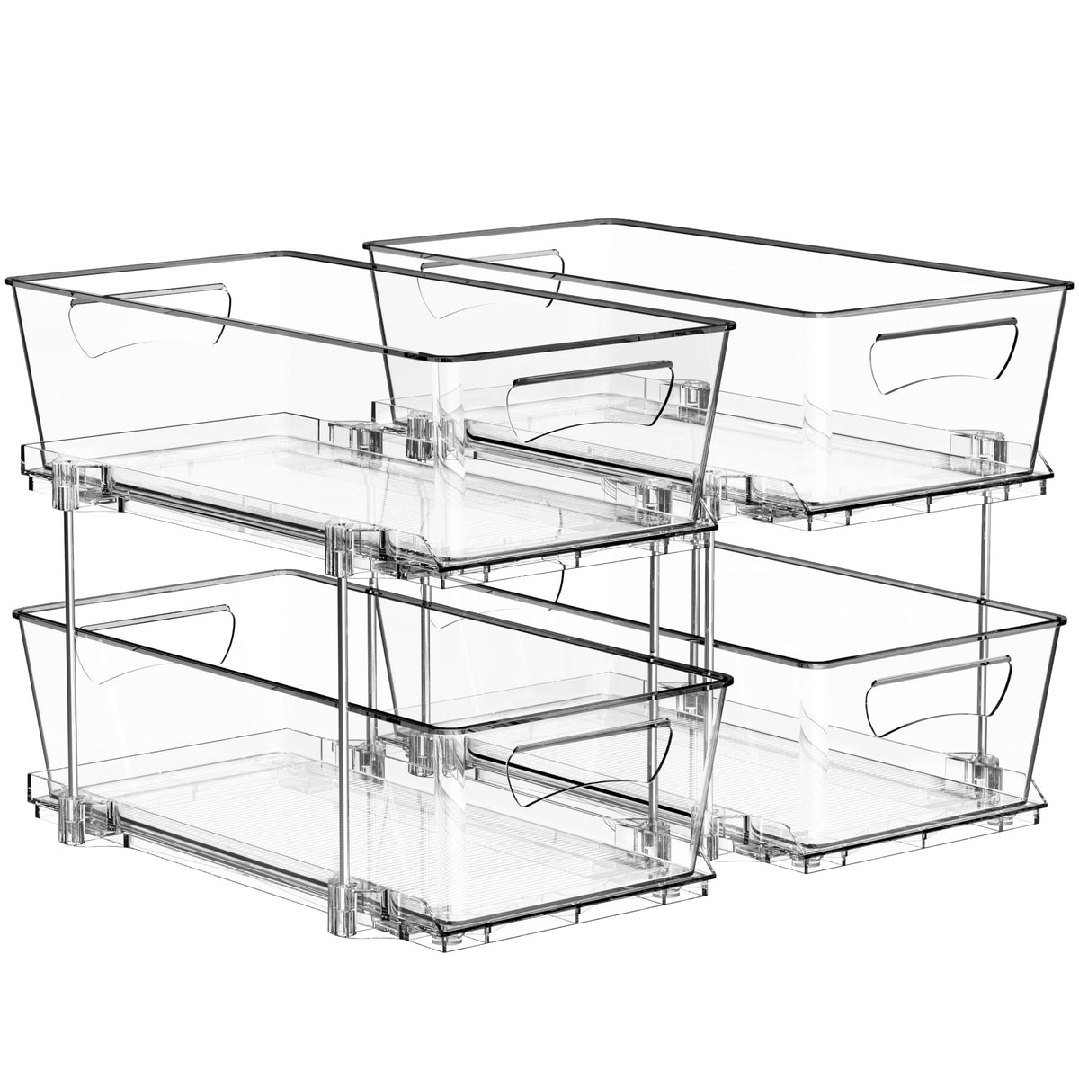 Simple Houseware 2Pcs 2Tier Slim Drawer Cabinet PullOut Organizer, Clear