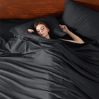 Bedsure Deep Pocket Queen Sheets Set - Fits Mattresses Up To 21' Thick, 4 Piece Air Mattress Sheets With Deep Pocket, Moisture Wicking Soft Cooling Bedding Sheets & Pillowcases, Black