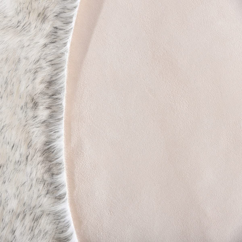 Orinova Grey And White Washable Shaggy Round Rug 5Ft Circle Faux Sheepskin Furry Fur Rugs For Bedroom Nursery Rug