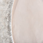 Orinova Grey And White Washable Shaggy Round Rug 5Ft Circle Faux Sheepskin Furry Fur Rugs For Bedroom Nursery Rug