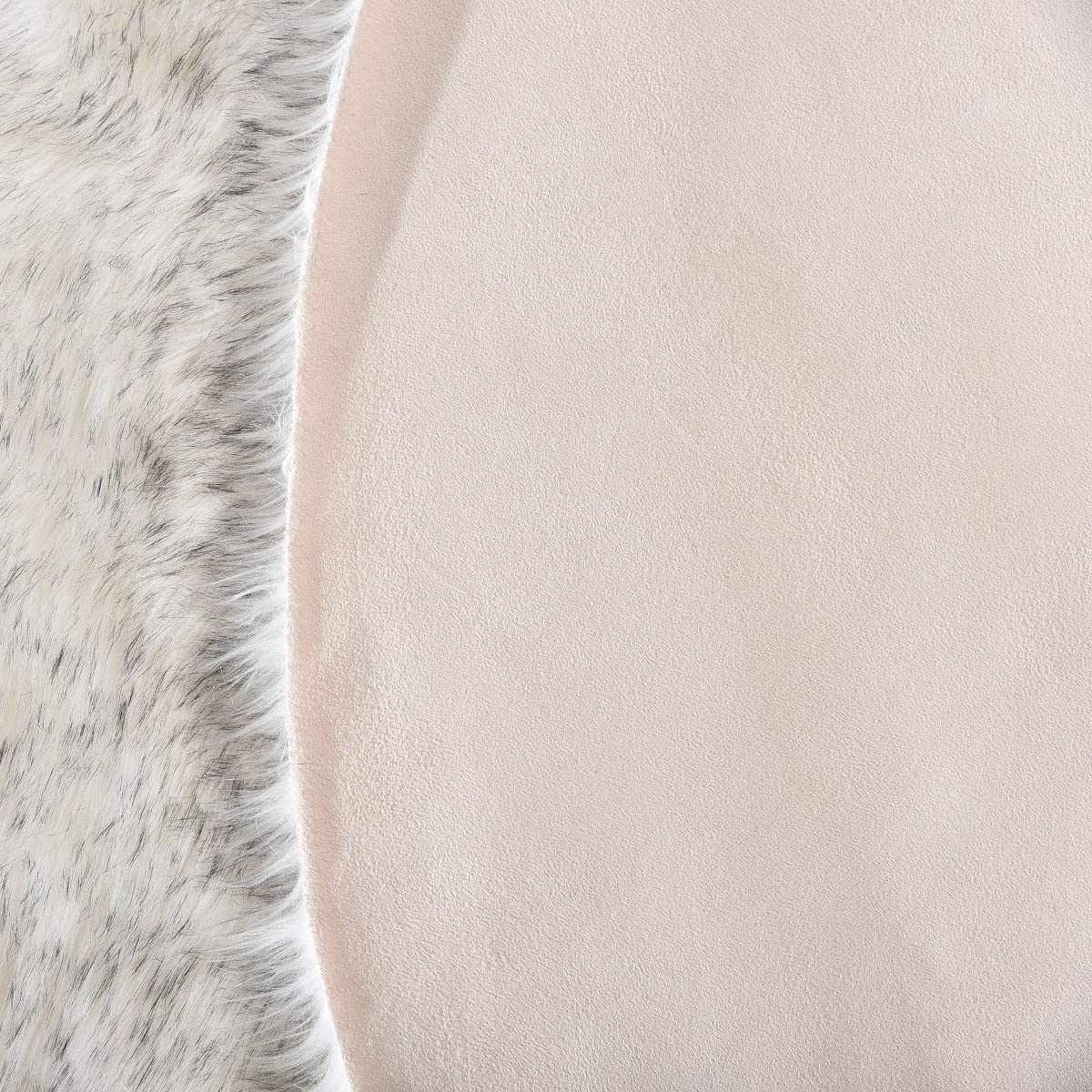 Orinova Grey And White Washable Shaggy Round Rug 5Ft Circle Faux Sheepskin Furry Fur Rugs For Bedroom Nursery Rug
