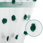 Mysky Home Hunter Green Pom Pom Christmas Curtains For Living Room 63 Inch Long White Sheer Curtains For Kids Bedroom Nursery Playroom 2 Pieces Rod Pocket Farmhouse Window Drapes 52 X 63 Inch
