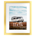 PEALSN 11x14 Picture Frame, Display Pictures 8 x 10 with Mat or 11 x 14 Without Mat for Wall Mounting Display, Photo Frames, Gol