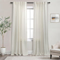 Linen Curtains 84 Inch Length 2 Panels Set,Back Tab/Rod Pocket Neutral Farmhouse Flax Semi Sheer Curtain Drapes 84 Inches Long F