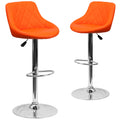 2 Pk. Orange Vinyl Bucket Seat Adjustable Height Barstool with Chrome Base