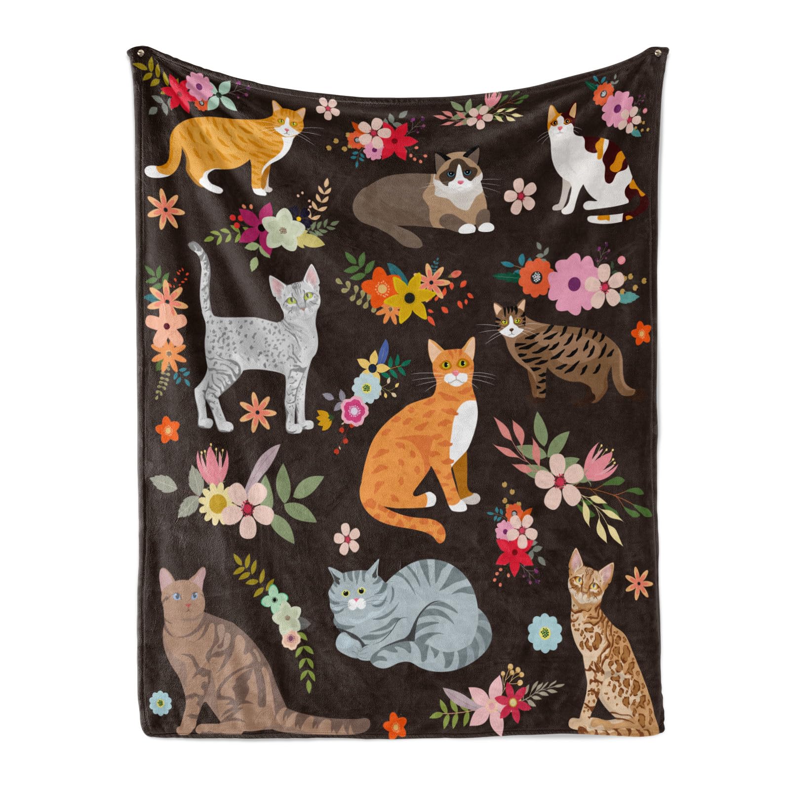 Cats Blanket Cat Present Soft Flannel Lightweight Cats And Flowers Throw Blanket For Kids Girls Boys All Season Cartoon Animals