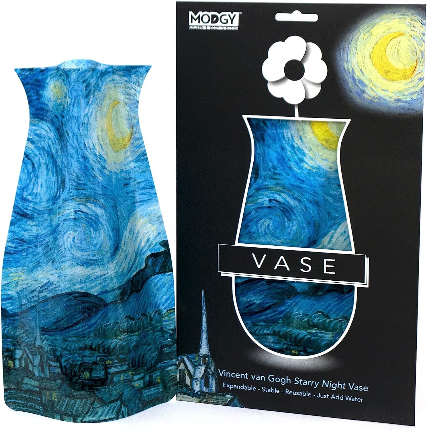 MODGY Expandable Plastic Vase Vincent Van Gogh Starry Night-Durable, Safe, NOT Glass, Great for Parties, Pools, Patios, Weddings