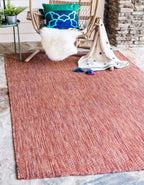 Unique Loom Collection Casual Transitional Solid Heathered Indoor/Outdoor Flatweave Area Rug (5' 3' X 8' Rectangle, Rust Red/Be