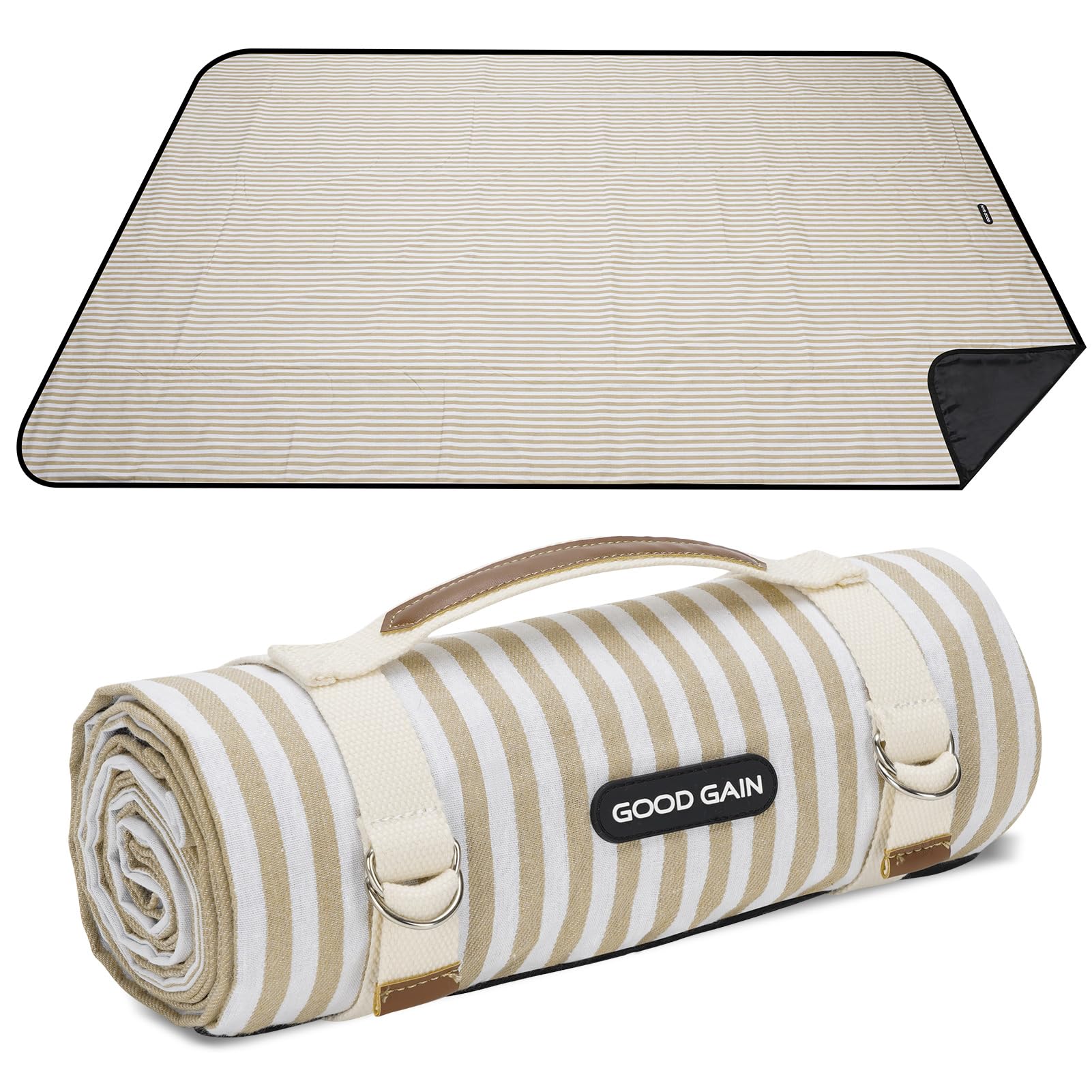 G Good Gain Picnic Blankets Waterproof Extra Large - Outdoor Blanket Sand Free Foldable With Carry Strap For Beach, Camping, Par