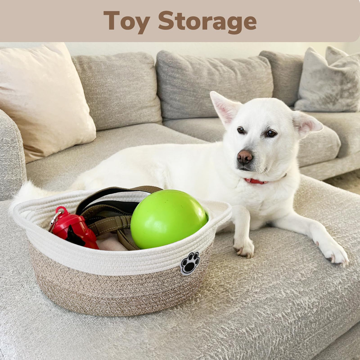 Hichen Dog Toy Basket Small Gift Basket For Baby, Storage Basket For Nursery, Woven Basket For Dog Cat Storage, Nursery Storage
