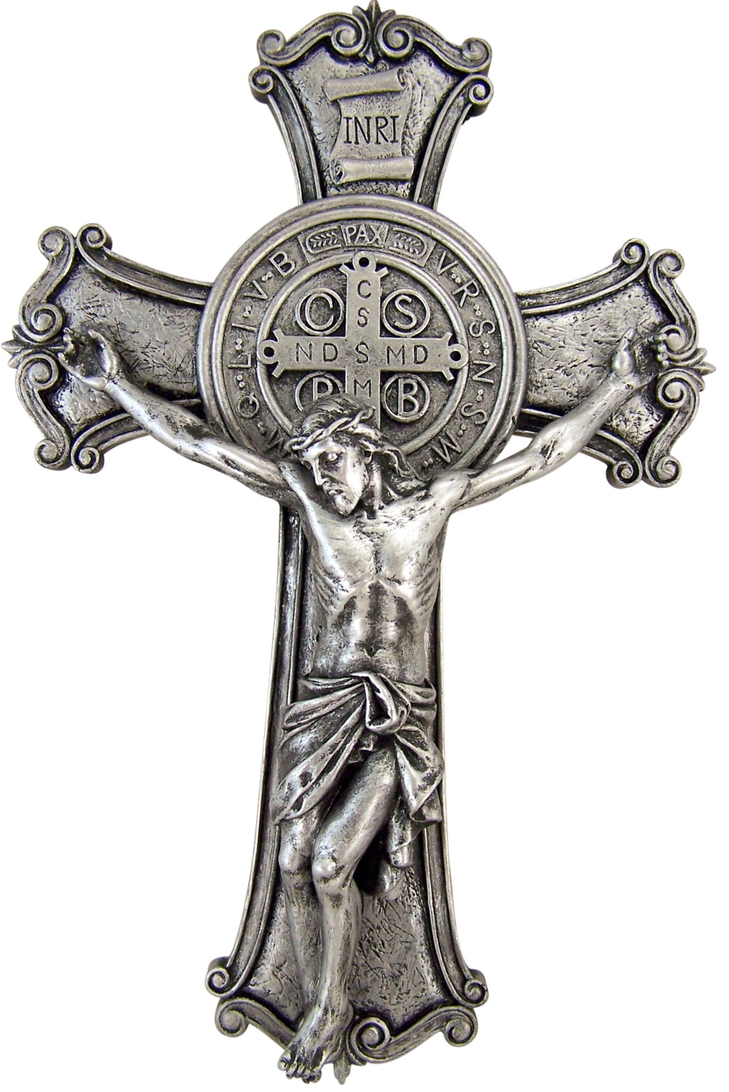 Roman Joseph Studio 10.25 Inch Tall ST Benedict Silver Crucifix