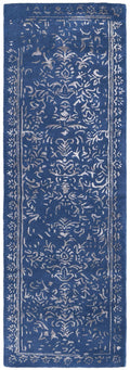 HomeRoots 512522 8 x 10 ft. Blue & Silver Wool Floral Hand Tufted Handmade Distressed Rectangle Area Rug
