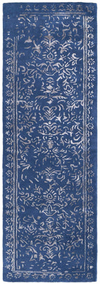 HomeRoots 512522 8 x 10 ft. Blue & Silver Wool Floral Hand Tufted Handmade Distressed Rectangle Area Rug