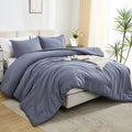 Litanika Comforters Bluish Grey California King Size, 3 Pieces Lightweight Solid Bedding Set & Collections, All Season Fluffy Be