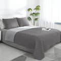 Easy-Going Twin Size Reversible Quilt Set With 1 Quilt And 1 Pillow Shams, Soft Bed Quilt Cover, Water Resistant Lightweight Microfiber Bedspread, Stain Resistant, Gray/Light Gray