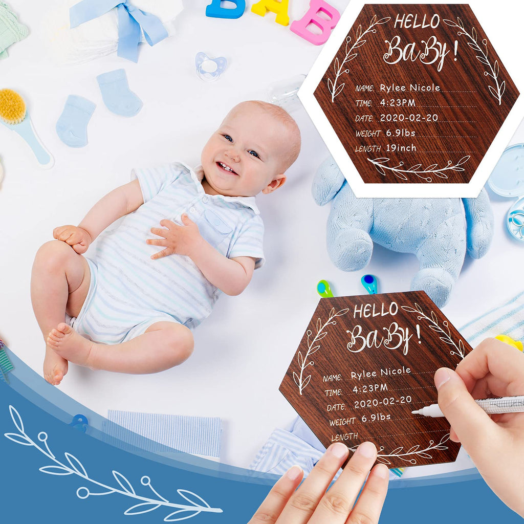 5 Inch Birth Announcement Sign For Hospital Cherry Newborn Announcement Sign Wooden Baby Name Sign With White Paint Marker Pen R