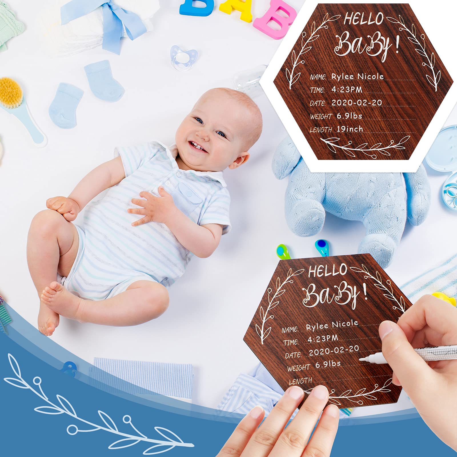 5 Inch Birth Announcement Sign For Hospital Cherry Newborn Announcement Sign Wooden Baby Name Sign With White Paint Marker Pen R